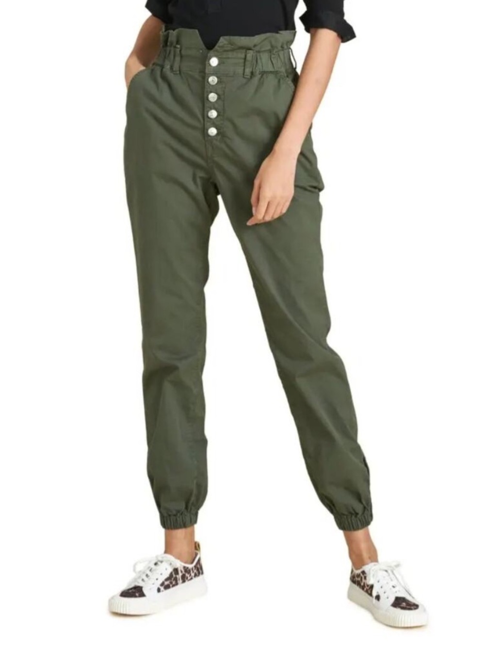 Veronica Beard Tedi Paperbag Waist Stretch Cotton Jogger Pants